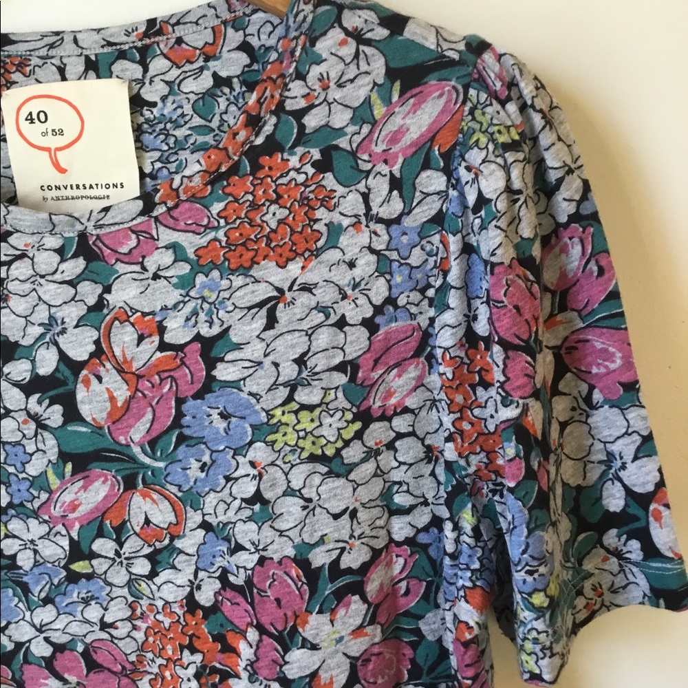 Anthro 40 of 52 Conversations Floral T-shirt - Picture 5 of 7